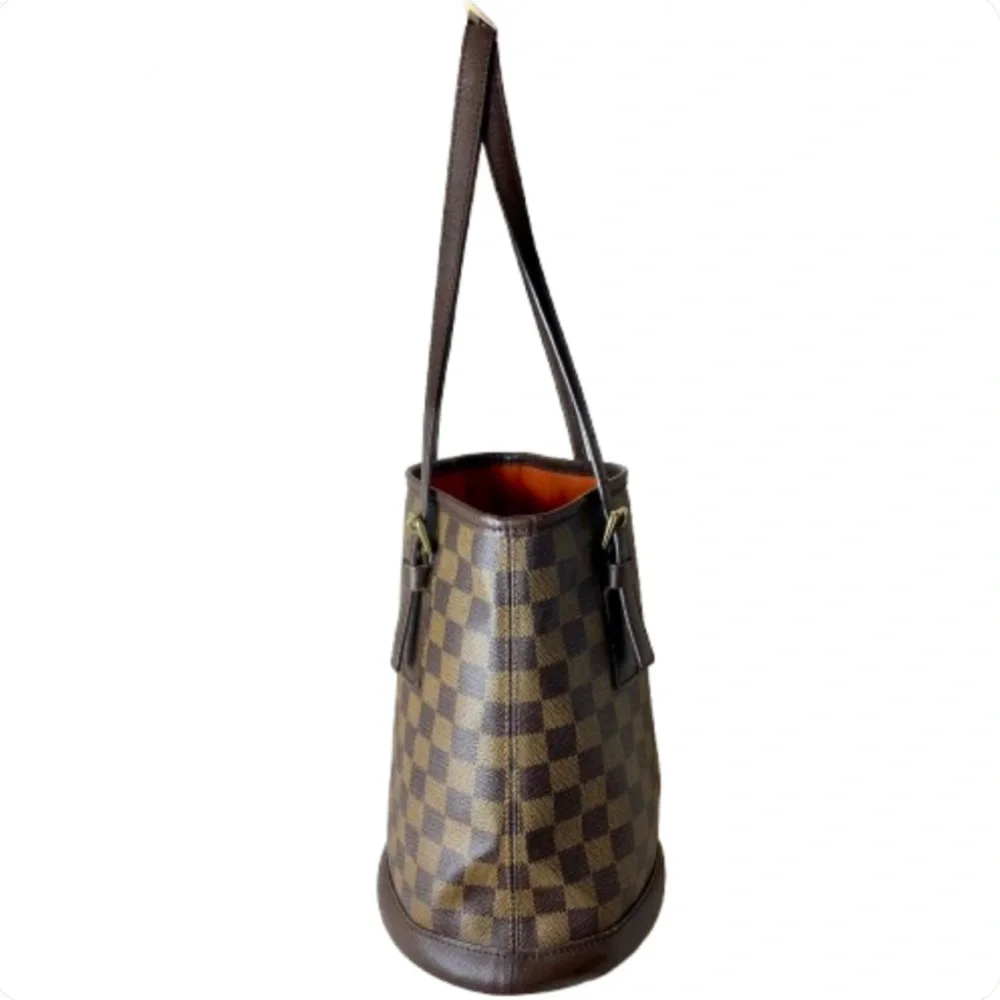 LOUIS VUITTON Damier Ebene Marais Bucket Bag w Interior Zip Pocket LV DUSTY